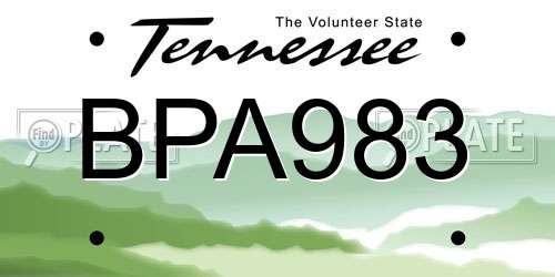 BPA983 Tennessee License Plate