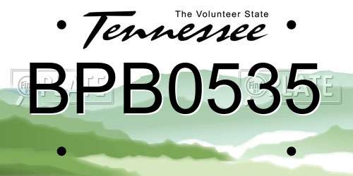 BPB0535 Tennessee License Plate