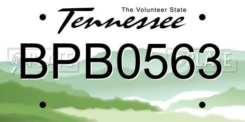 BPB0563 Tennessee License Plate