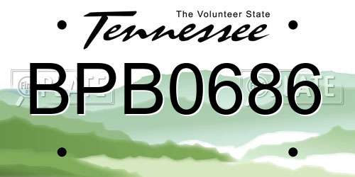 BPB0686 Tennessee License Plate