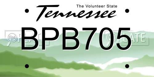 BPB705 Tennessee License Plate