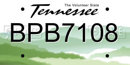 BPB7108 Tennessee License Plate
