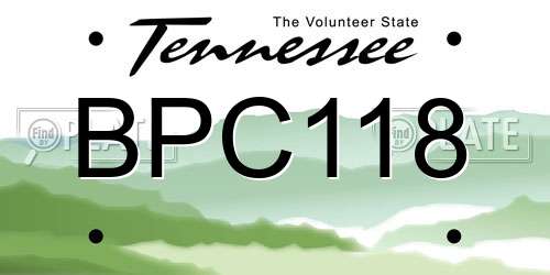 BPC118 Tennessee License Plate