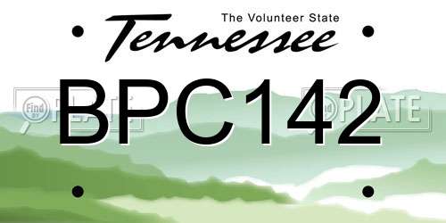 BPC142 Tennessee License Plate