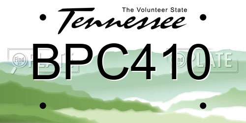 BPC410 Tennessee License Plate