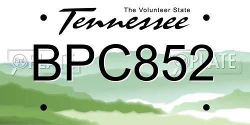 BPC852 Tennessee License Plate