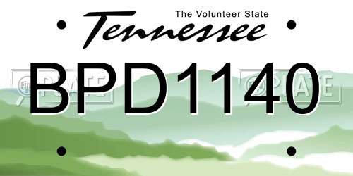 BPD1140 Tennessee License Plate