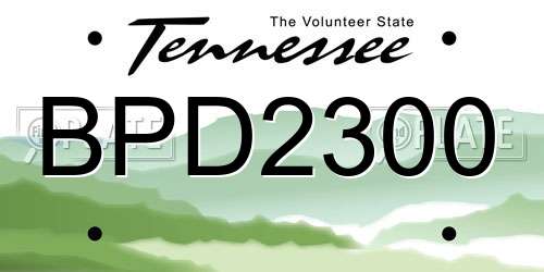 BPD2300 Tennessee License Plate