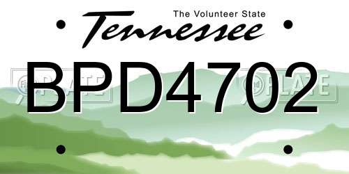 BPD4702 Tennessee License Plate