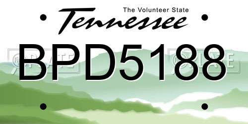 BPD5188 Tennessee License Plate