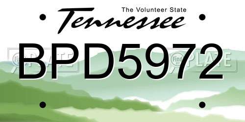 BPD5972 Tennessee License Plate