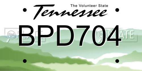 BPD704 Tennessee License Plate