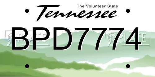 BPD7774 Tennessee License Plate