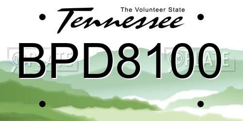 BPD8100 Tennessee License Plate