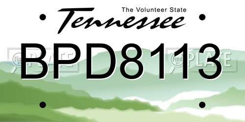 BPD8113 Tennessee License Plate