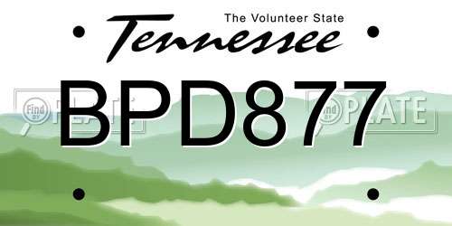 BPD877 Tennessee License Plate