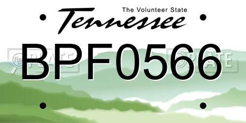BPF0566 Tennessee License Plate