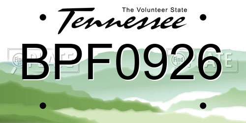 BPF0926 Tennessee License Plate