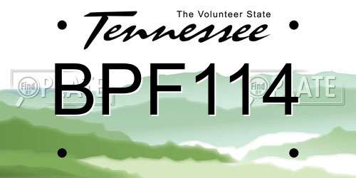 BPF114 Tennessee License Plate