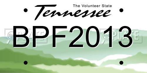 BPF2013 Tennessee License Plate