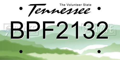BPF2132 Tennessee License Plate