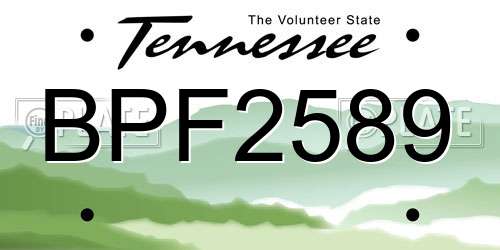 BPF2589 Tennessee License Plate
