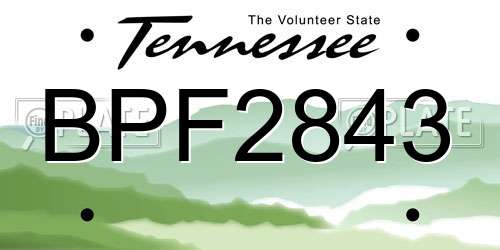 BPF2843 Tennessee License Plate