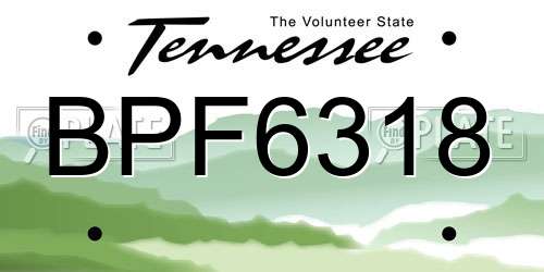 BPF6318 Tennessee License Plate