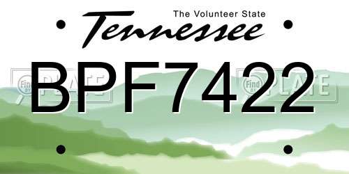 BPF7422 Tennessee License Plate