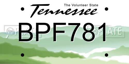 BPF781 Tennessee License Plate