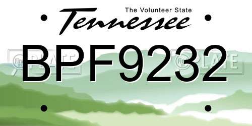 BPF9232 Tennessee License Plate