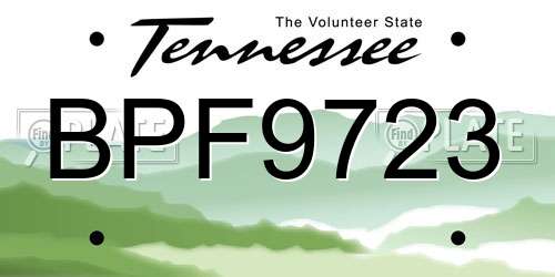 BPF9723 Tennessee License Plate