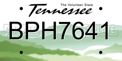 BPH7641 Tennessee License Plate