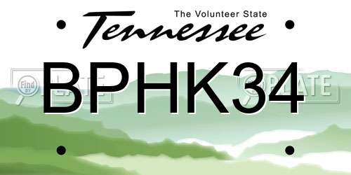 BPHK34 Tennessee License Plate