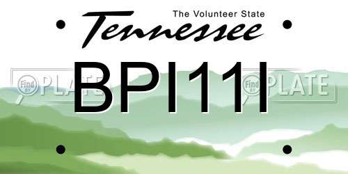 BPI11I Tennessee License Plate