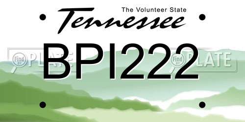 BPI222 Tennessee License Plate