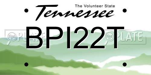 BPI22T Tennessee License Plate