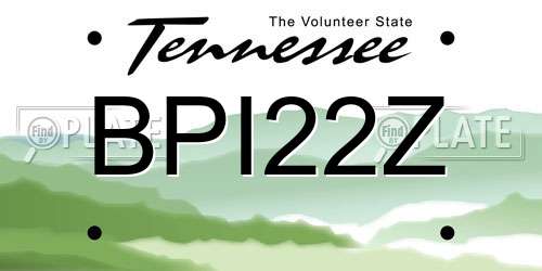 BPI22Z Tennessee License Plate
