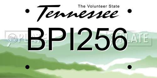 BPI256 Tennessee License Plate