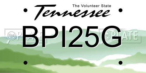 BPI25G Tennessee License Plate