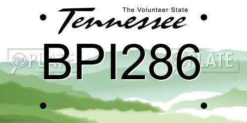 BPI286 Tennessee License Plate