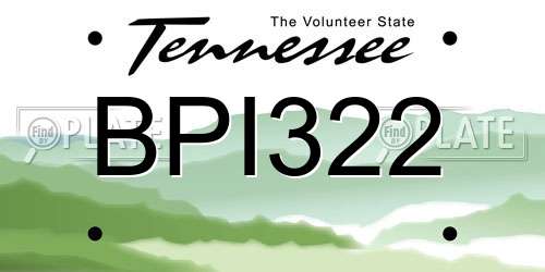 BPI322 Tennessee License Plate