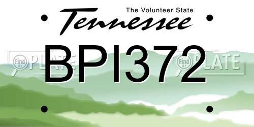 BPI372 Tennessee License Plate