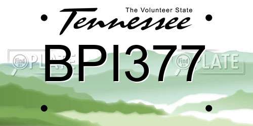 BPI377 Tennessee License Plate