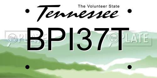 BPI37T Tennessee License Plate