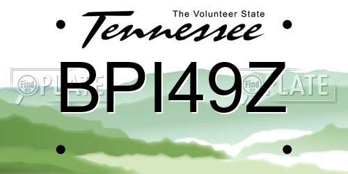 BPI49Z Tennessee License Plate