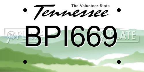 BPI669 Tennessee License Plate