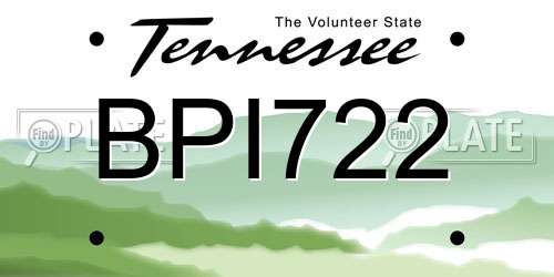 BPI722 Tennessee License Plate