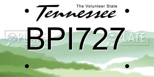 BPI727 Tennessee License Plate