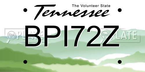 BPI72Z Tennessee License Plate